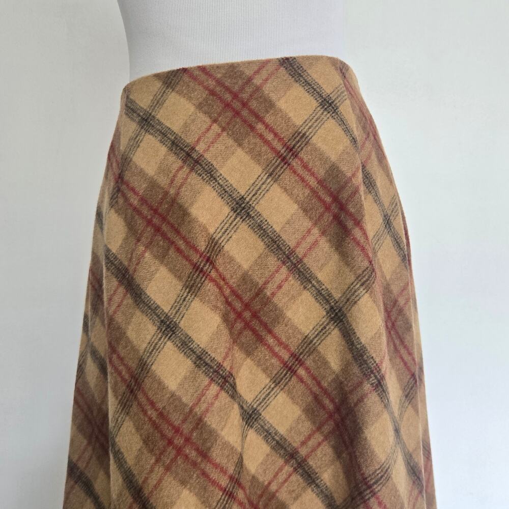 Vintage Womens Heritage Wool Maxi Skirt Plaid Old Money East Coast Brown Fall 10 - Picture 7 of 12